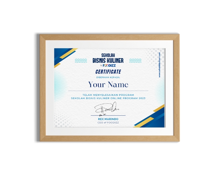 Contoh E-Certificate Sekolah Bisnis Kuliner